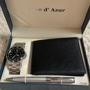 D'Azure Men's Set: Watch, Pen, & Wallet